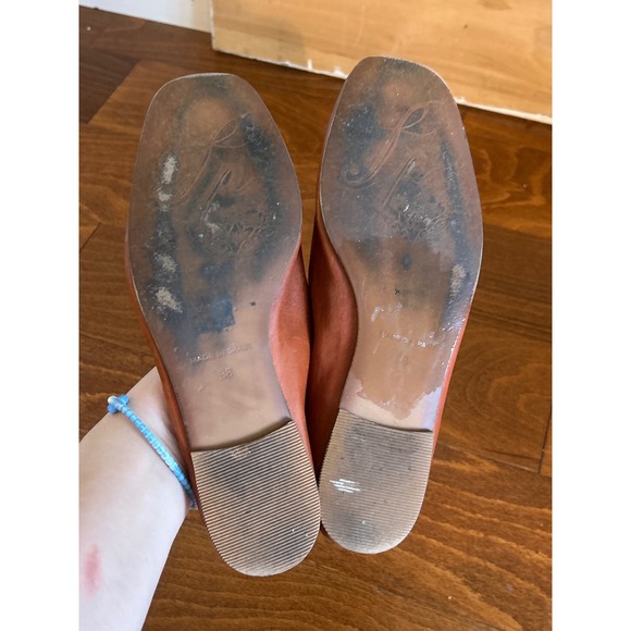 Free People‎ Brown Leather Reese Mule Flats 38 Closed Toe Slip Ons Sz 8 - Picture 7 of 7